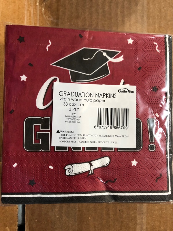 Photo 4 of Gatherfun Graduation Party Disposable Napkins Paper 3-Ply 50 Pack Maroon- PACK OF 2 