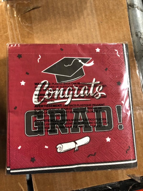 Photo 2 of Gatherfun Graduation Party Disposable Napkins Paper 3-Ply 50 Pack Maroon- PACK OF 2 