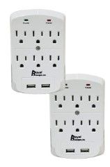 Photo 1 of Royal Designs Wall Mount 6 Outlet Surge Protector Power Strip with 2 USB Ports, 300 Joule, Black, Set of 2