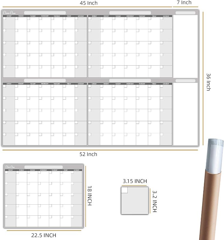 Photo 1 of Large Dry Erase Wall Calendar - 36" x 52" Undated 4-Month Planner for Home, Office, School - Reusable Jumbo Laminated Task Organizer (36"x52" 4 Months)