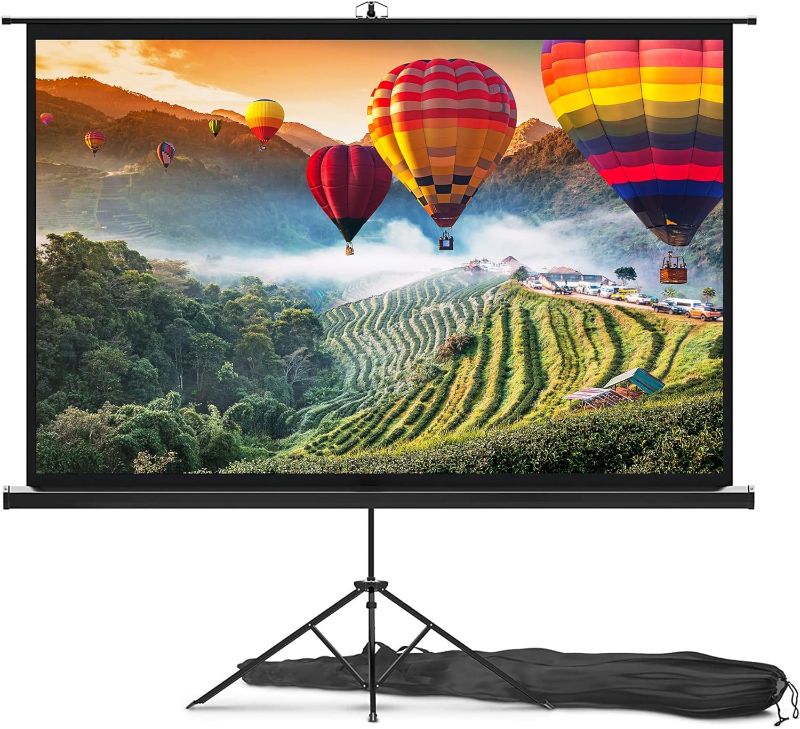 Photo 1 of Pyle Universal Projector Screen w/Stand - 60-Inch Floor Standing Portable Fold-Out Rollup Matte for Projection, Includes Tripod, Great for Indoor/Outdoor Presentation, Quick Assembly 60 inch