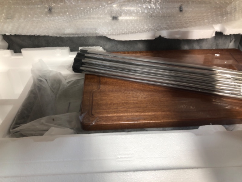 Photo 1 of 33x22-Inch Black Drop In Kitchen Sink Workstation - VOKIM 33 Inch Single Bowl Kitchen Topmount Sink 16 Gauge Stainless Steel 10'' Deep Handmade Kitchen Sink with Cutting Board& Strainer 33"L x 22"W x 10"D Black