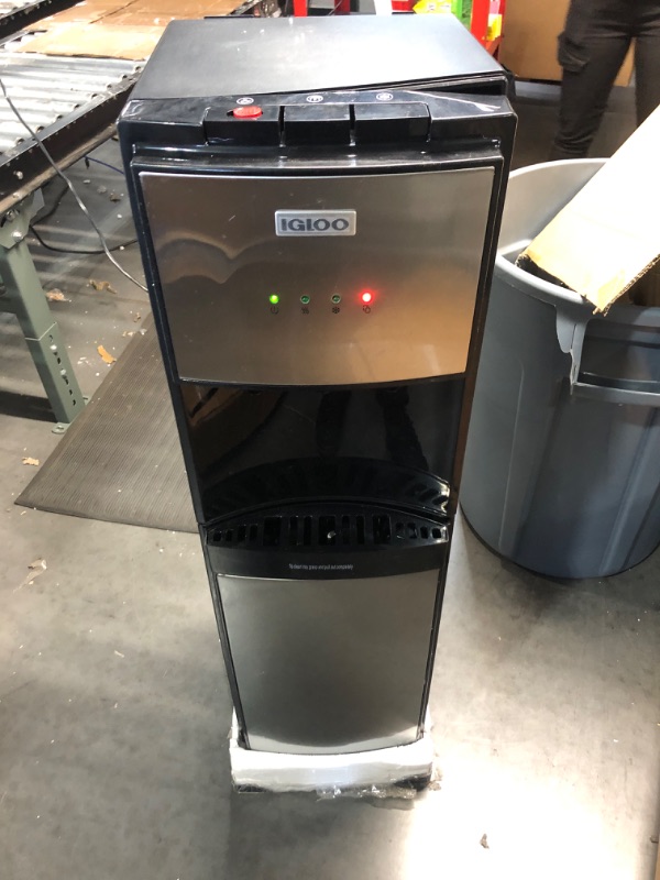 Photo 2 of * item sold for parts/repair * item leaks * 
Igloo IWCBL353CRHBKS Stainless Steel Hot, Cold & Room Water Cooler Dispenser, Holds 3 & 5 Gallon Bottles