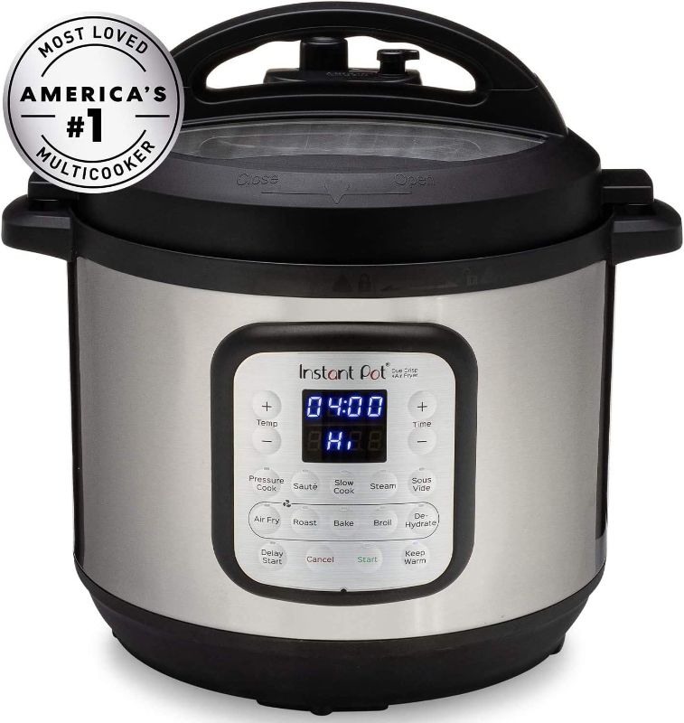 Photo 1 of Instant Pot Duo Crisp 11-in-1 Air Fryer and Electric Pressure Cooker Combo with Multicooker Lids that Air Fries, Steams, Slow Cooks, Sautés, Dehydrates, & More, Free App With Over 800 Recipes, 6 Quart