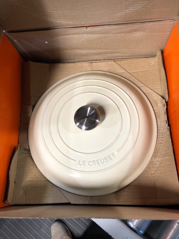 Photo 2 of **LID ONLY** Le Creuset Enameled Cast Iron Signature Round Dutch Oven, 9 qt., Meringue Meringue 9 Qt Oven