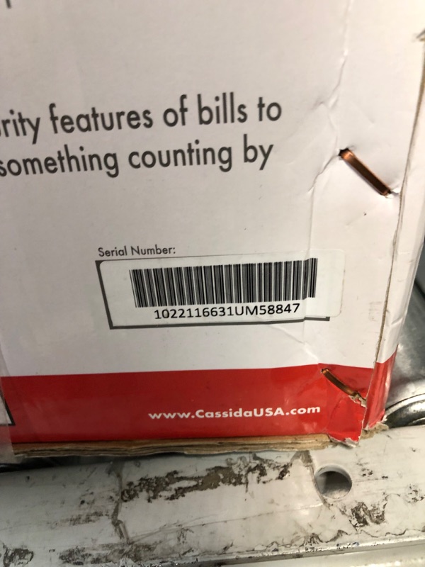 Photo 4 of (USED AND MISSING PARTS) Cassida 5520 UV/MG - USA Money Counter with ValuCount, UV/MG/IR Counterfeit Detection, Add and Batch Modes