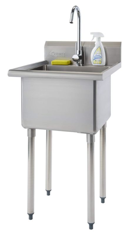 Photo 1 of **DAMAGE** 
TRINITY THA-0307 Basics Stainless Steel Freestanding Single Bowl Utility Sink  49.2 21.5 24-