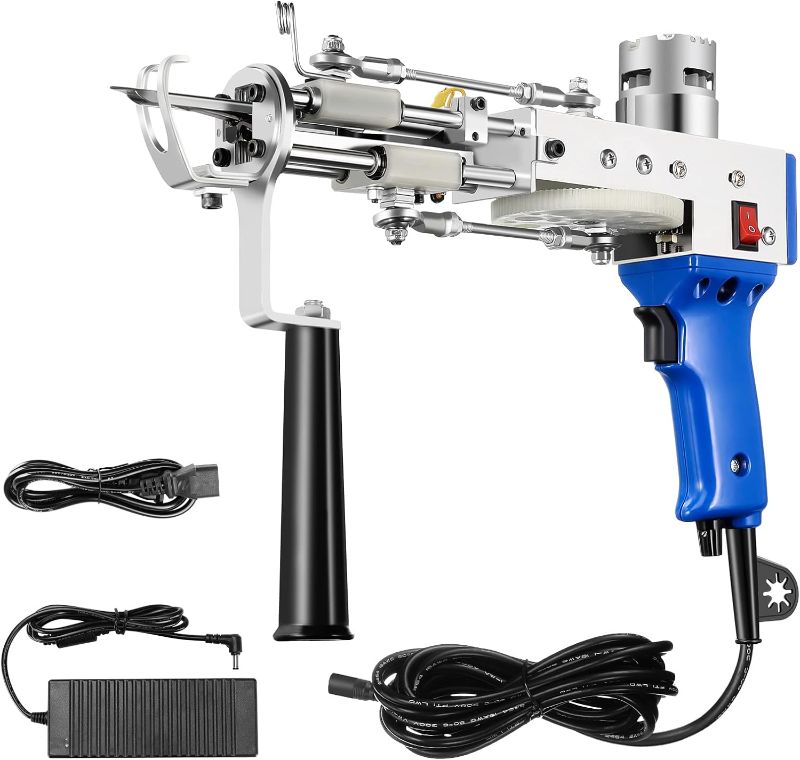 Photo 1 of (USED/See Notes) Tufting Gun, Carpet Weaving Machine, 2 in 1 Cut and Loop Pile, 5-45 Stitches/s, 4-19mm Adjustable Pile Height (Blue)