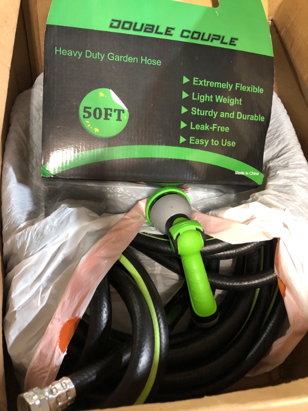 Photo 2 of (Stock photo for reference only) DoubleCouple 50FT Heavy Duty Garden Hose, Black/Green