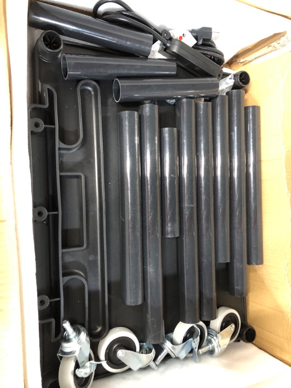 Photo 1 of (USED/Damage, See Notes) Norwood Adjustable-Height Mobile Plastic Utility Cart with Power Strip, Black
