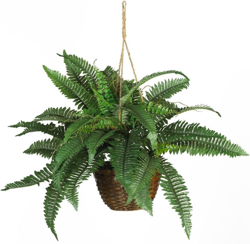 Photo 1 of (Used) Nearly Natural 6599 18in. Boston Fern Silk Hanging Basket, Green,10.25" x 10.25" x 17.5"
