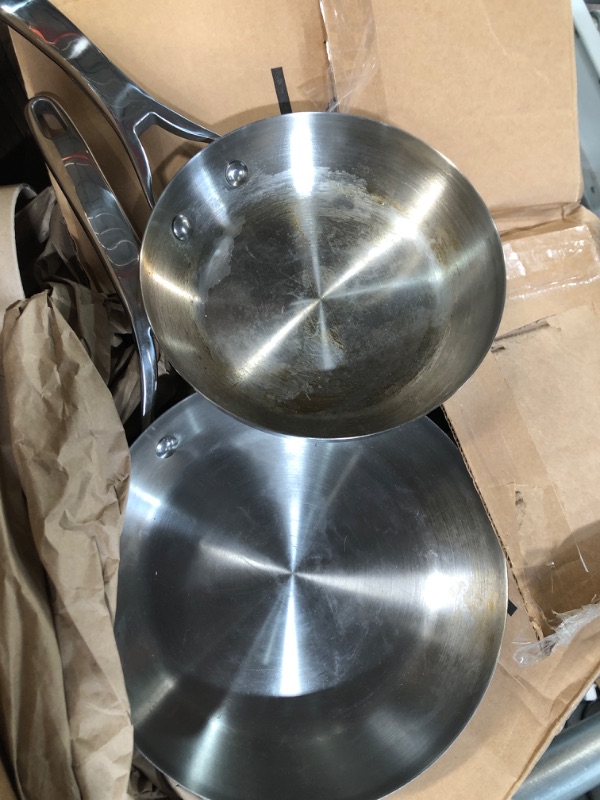 Photo 2 of (USED) Anolon Nouvelle Stainless Stainless Steel Frying Pan Set / - 8 Inch and 9.5 Inch , Silver 
