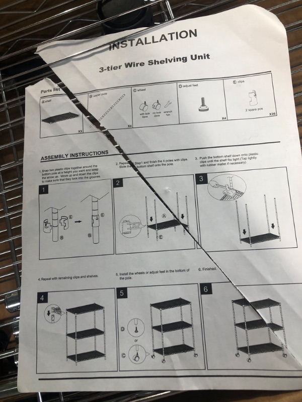 Photo 2 of * used * incomplete * sold for parts * 
YSSOA Heavy Duty 3-Shelf Shelving Unit with Wheels Chrome, 3 Tier  