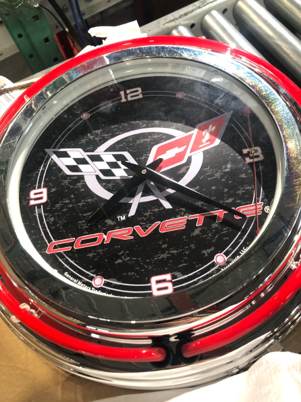 Photo 2 of **SEE NOTES**
Trademark Gameroom Corvette C5 Neon Clock - 14 inch Diameter 