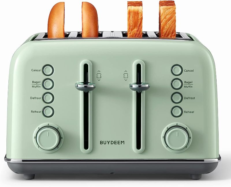 Photo 1 of (Stock photo for reference only) REDMOND Toaster 4 Slice, Retro Stainless Steel, Aqua Green