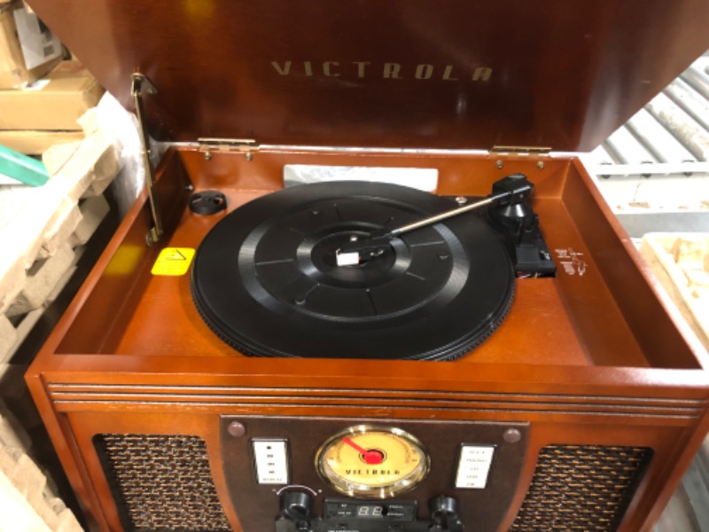 Photo 7 of Victrola's 7-in-1 Sherwood Bluetooth Recordable Record Player with 3-Speed Turntable, CD, Cassette Player and FM Radio