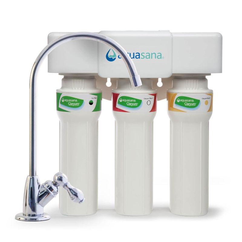 Photo 1 of (USED) Aquasana 3-Stage Max Flow Under Sink Water Filter System, Chrome Faucet 