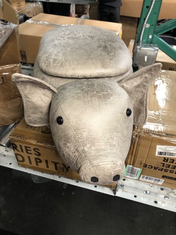 Photo 4 of (STOCK PHOTO FOR REFERENCE - DIFFERENT ANIMAL/STYLE) Critter Sitters, kids ottoman storage, Grey Pig design