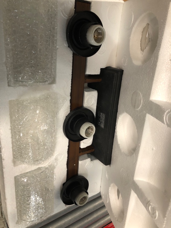 Photo 1 of **PARTS ONLY** KICHLER 37418 3 Barrington Distressed Black and Wood Bathroom Vanity Light 3 Light