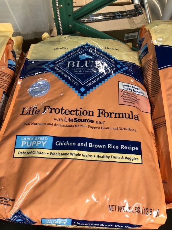 Photo 2 of **EXPIRES 11/21/23**
Blue Buffalo Life Protection Formula Natural Puppy Large Breed Dry Dog Food, Chicken and Brown Rice 30-lb 30 Pound (Pack of 1)