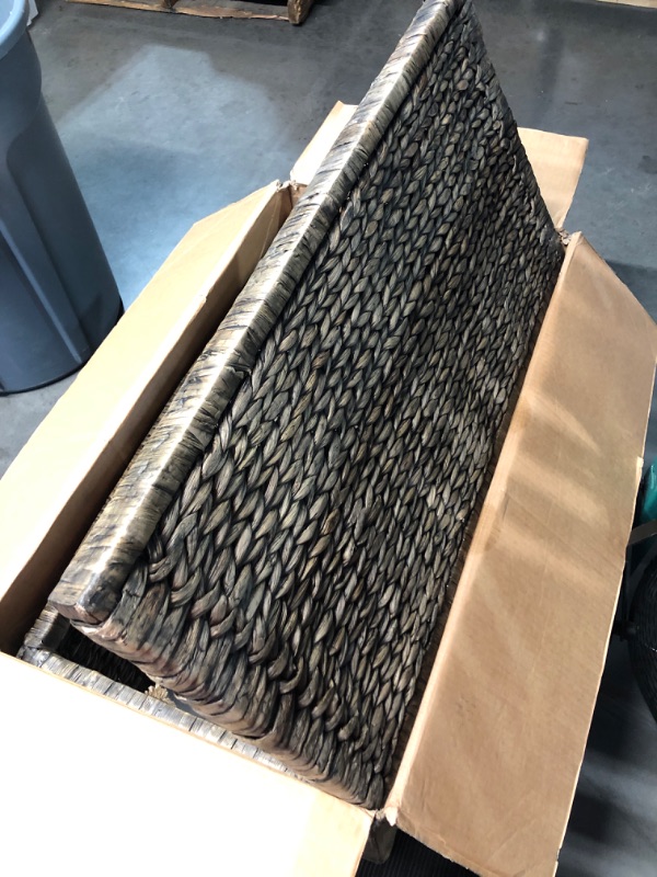 Photo 1 of ClickDecor Farmhouse Trunk, Rustic Wicker Brown