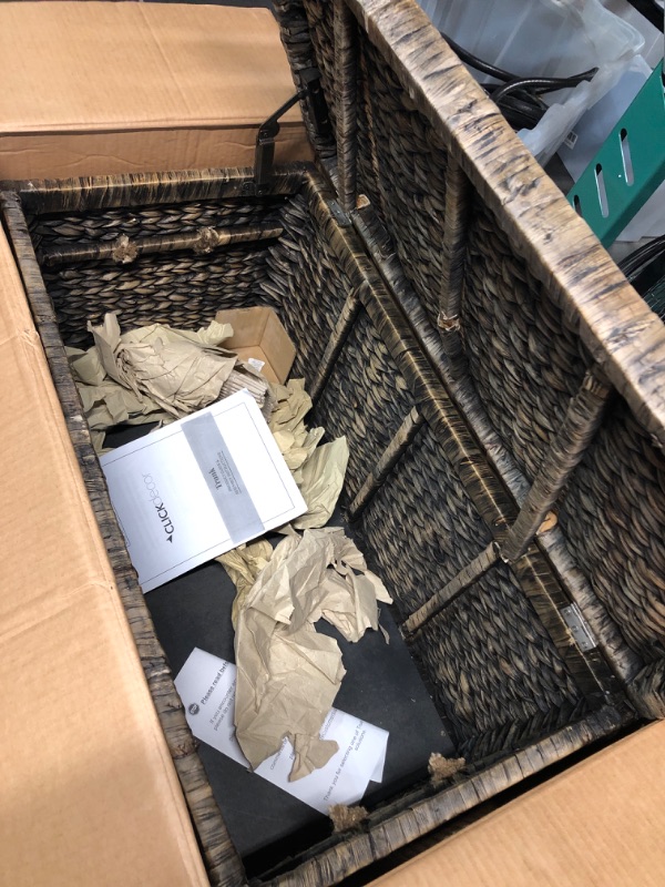 Photo 1 of ClickDecor Farmhouse Trunk, Rustic Wicker Brown