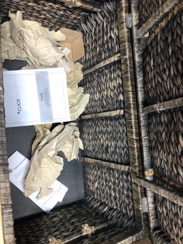 Photo 1 of ClickDecor Farmhouse Trunk, Rustic Wicker Brown