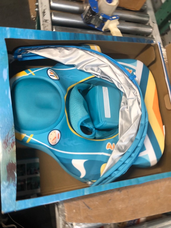 Photo 4 of *USED* Alupssuc Baby Pool Float with 0-120° Removable UPF 50+ Sun Canopy, Widen Wings No Flip over, Non Inflatable Infant Pool Float with Adjustable Safety Seat