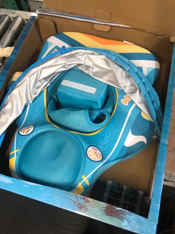 Photo 3 of *USED* Alupssuc Baby Pool Float with 0-120° Removable UPF 50+ Sun Canopy, Widen Wings No Flip over, Non Inflatable Infant Pool Float with Adjustable Safety Seat