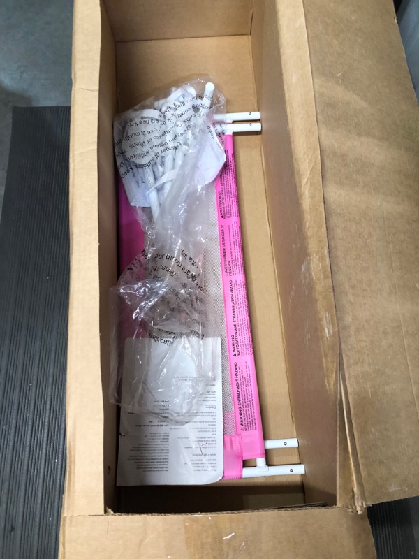 Photo 1 of Dream On Me Lightweight Mesh Security Adjustable Bed Rail Double Pack With Breathable Mesh Fabric In White Pink