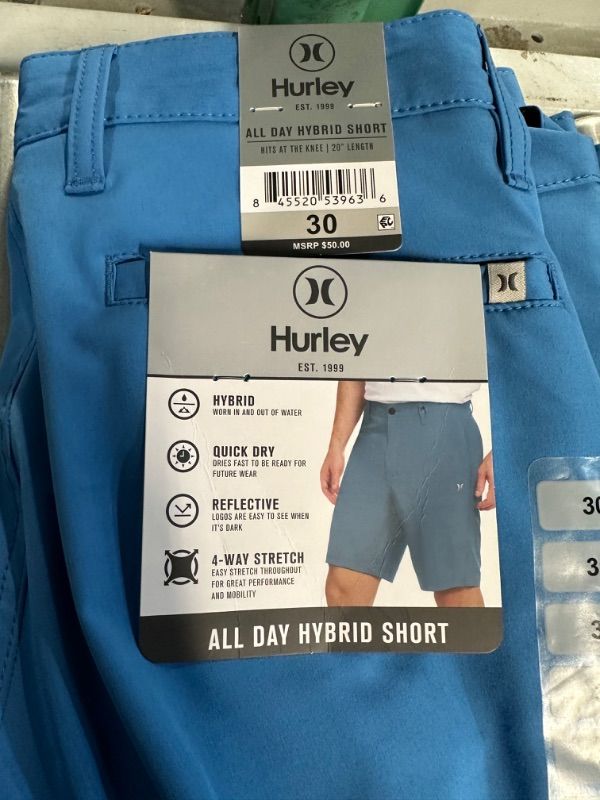 Photo 2 of * size 30 * see all images * 
Hurley Men's All Day Hybrid Shorts Quick Dry 4-Way Stretch Blue