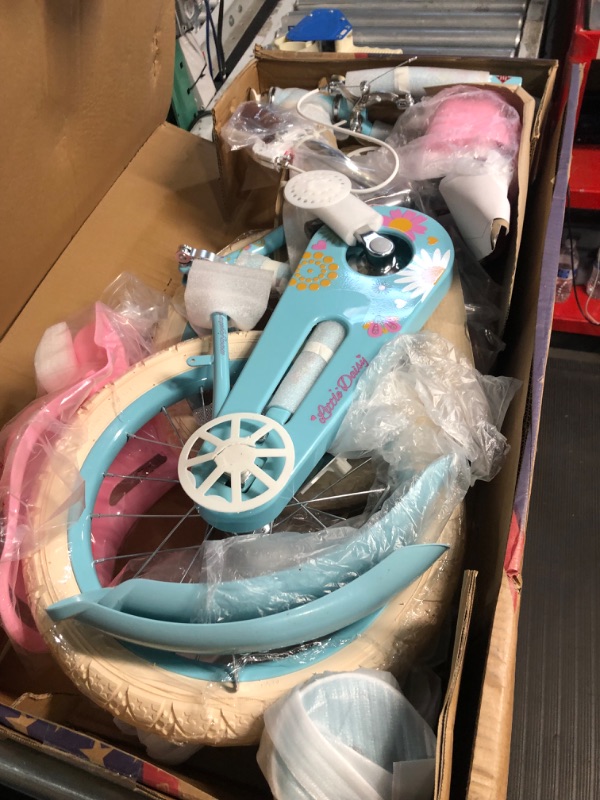 Photo 7 of JOYSTAR Little Daisy Kids Bike for 2-9 Years Girls with Training Wheels & Front Handbrake 12 14 16 20 Inch Princess Kids Bicycle with Basket Bike Streamers Toddler Cycle Bikes, Blue Pink White Blue 16 Inch With Training Wheels