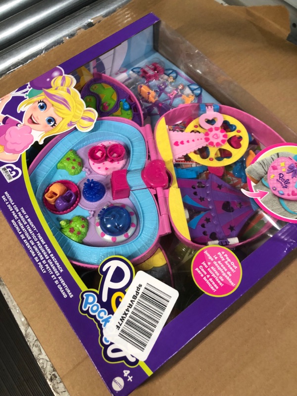 Photo 2 of Polly Pocket Travel Toys, Backpack Compact Playset with 2 Micro Dolls and Accessories, Theme Park with Activities???