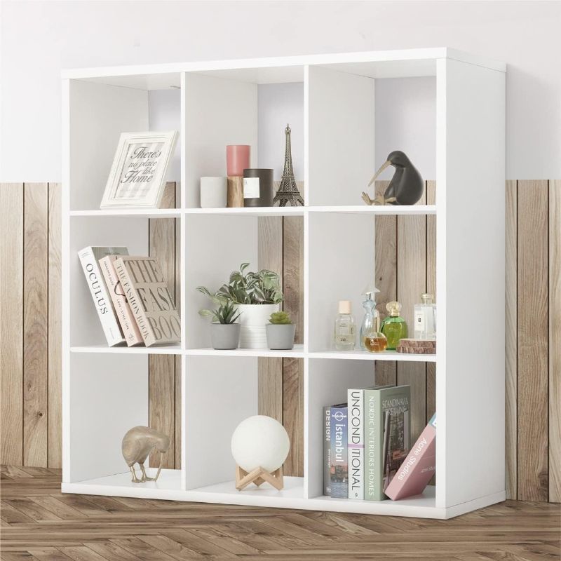 Photo 1 of Fencer Wire 13-Inch Cube Storage Organizer Shelf, with Extra Thick Exterior Edge, Room Open Storage Shelf Divider, Bookcase, 6-Cube / 8-Cube / 9-Cube, Colors Available in Rustic Grey Oak and White
