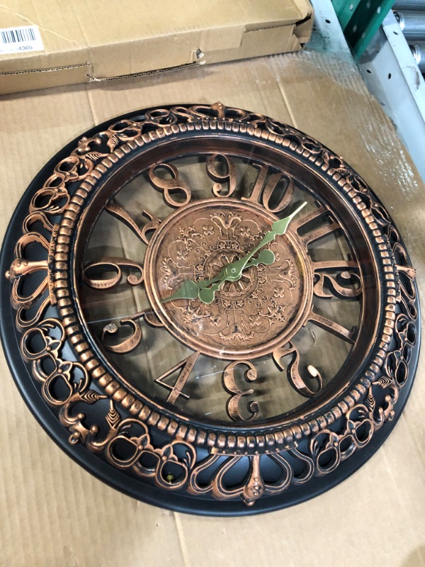 Photo 3 of (USED) ANDSTAR 20 Inch Wall Clock Retro Farmhouse Easy to Read Wall Clocks Art Distressed Old-Fashioned Silent Wall Clock Large Retro Rustic Country Decorative for Kitchen Living Room Bedroom(Antique Copper 20 inch Antique Copper