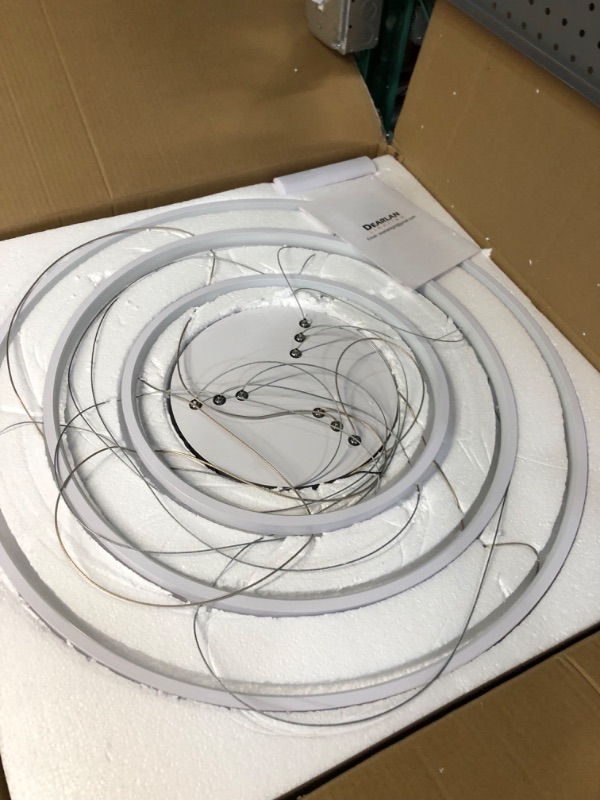 Photo 1 of DEARLAN Modern Chandelier Lighting Dimmable LED Ceiling Dining Room Chandeliers Contemporary Pendant Lights Living Room Cool White Light Fixtures Hanging 3 Ring Foyer Bedroom White White 25.6"