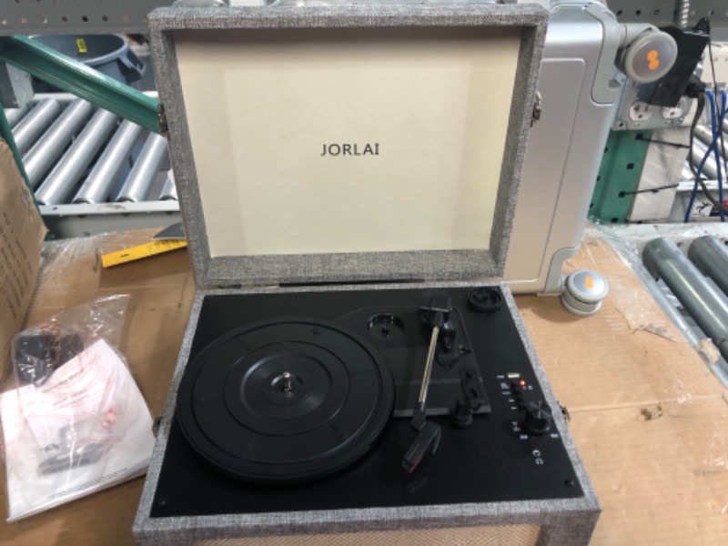 Photo 4 of JORLAI Nostalgic Record Player 3 Speed Dual Bluetooth in Out Turntable with USB Playback