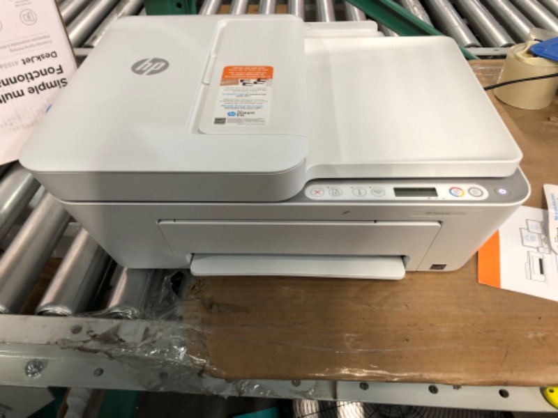 Photo 2 of **USED/POWERS ON UNABLE TO FULLY TEST ITEM**
HP DeskJet 4155e Wireless Color Inkjet Printer, Print, scan, copy, Easy setup, Mobile printing, Best-for home, Instant Ink with HP+,white
