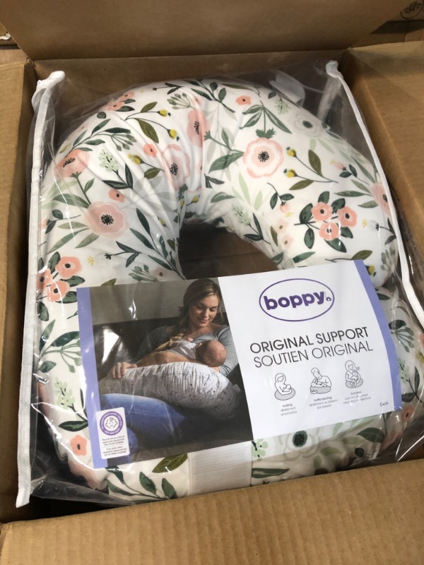 Photo 2 of Boppy Nursing Pillow and Positioner—Original | Pink Garden Flowers | Breastfeeding, Bottle Feeding, Baby Support | with Removable Cotton Blend Cover | Awake-Time Support , 20x16x5.5 Inch (Pack of 1)