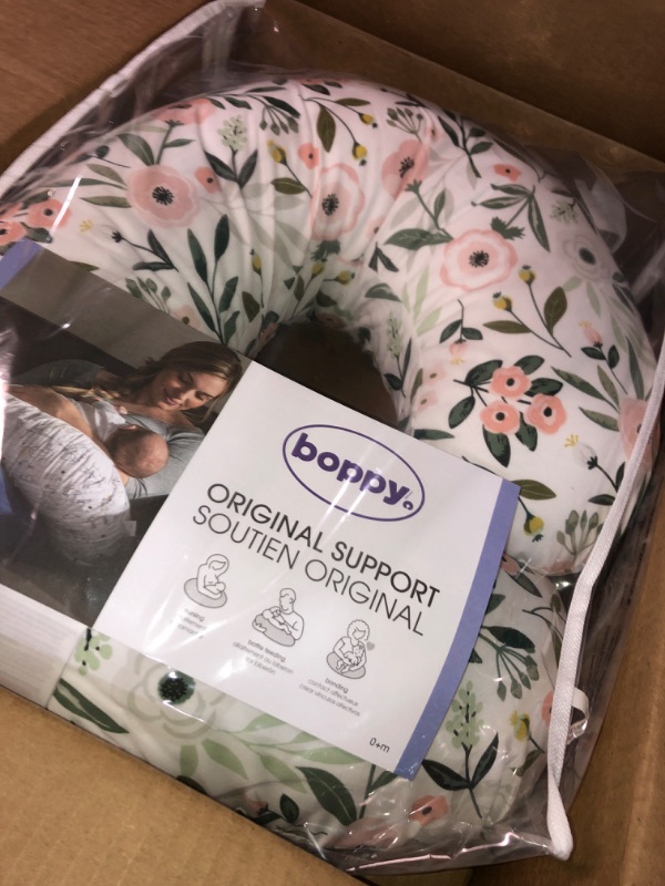 Photo 4 of Boppy Nursing Pillow and Positioner—Original | Pink Garden Flowers | Breastfeeding, Bottle Feeding, Baby Support | with Removable Cotton Blend Cover | Awake-Time Support , 20x16x5.5 Inch (Pack of 1)