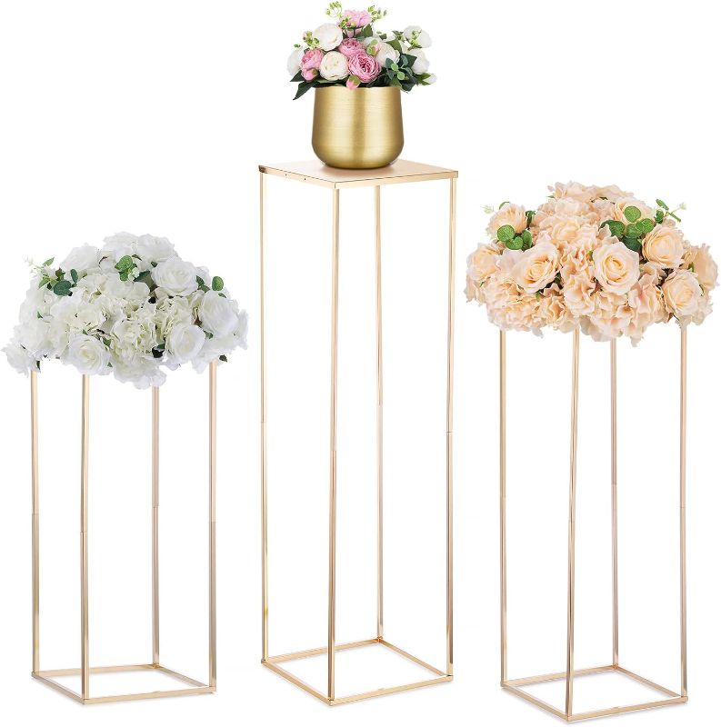 Photo 1 of Nuptio Gold Vase for Wedding Centrepieces with Metal Panel - 3 Pcs
