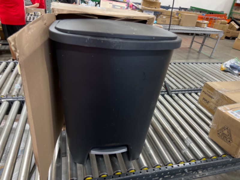 Photo 2 of 20 Gal. Black Step-On Plastic Trash Can with Clorox Odor Protection of The Lid