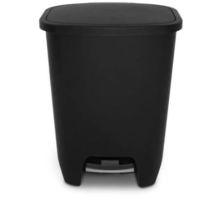 Photo 1 of 20 Gal. Black Step-On Plastic Trash Can with Clorox Odor Protection of The Lid