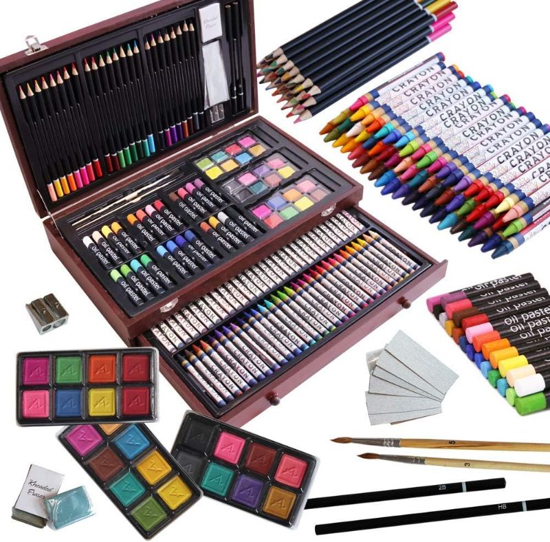 Photo 1 of 143 PCS Deluxe Art Set Artist Drawing&Painting Set,Art Supplies with Wooden Case Crafts-Professional Art Kit for Kids Teens and Adults Artist
