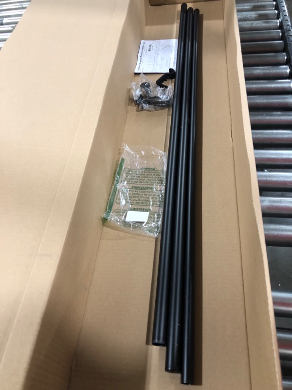 Photo 4 of Drapery Curtain Rod Set with Classic Round Finials/Ball Caps, 1 1/8 inch Diameter Adjustable Length 72 to 144" Length, Matte Black