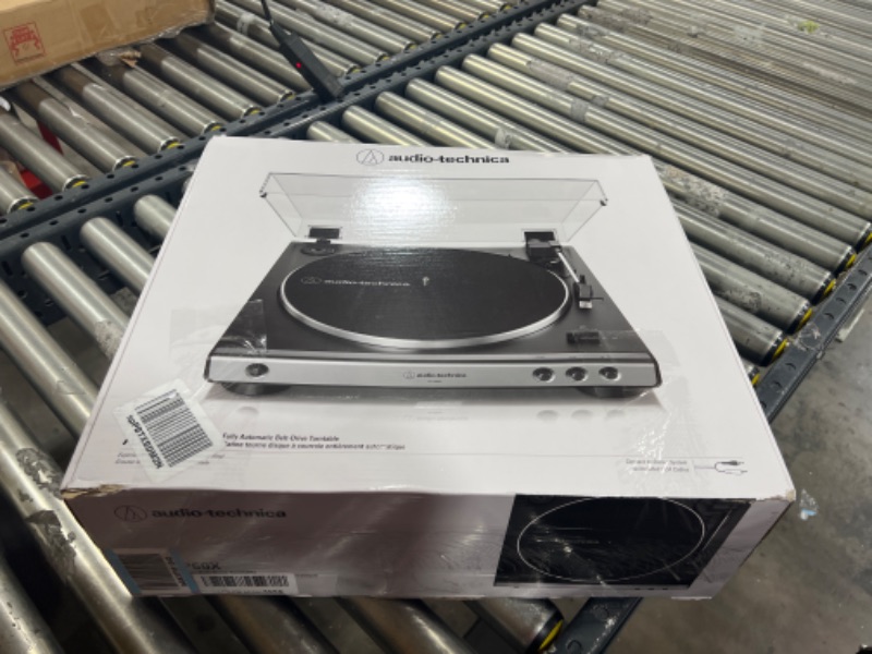 Photo 1 of Audio-Technica AT-LP60X-GM Fully Automatic Belt-Drive Stereo Turntable, Gunmetal/Black, Hi-Fi, 2 Speed, Dust Cover, Anti-Resonance, Die-Cast Aluminum Platter Silver