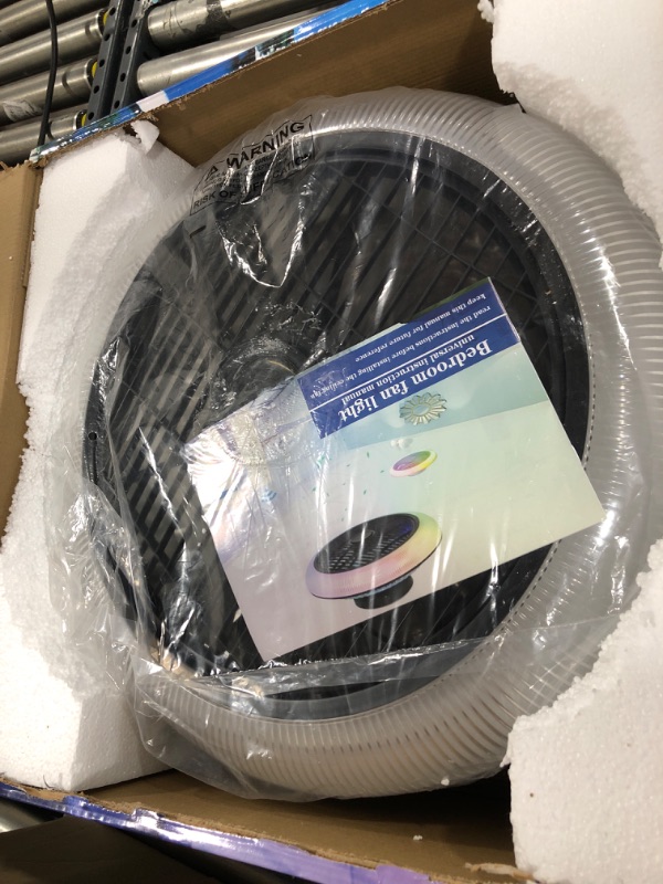 Photo 1 of Bladeless Ceiling Fan with Lights Modern Bluetooth Ceiling Fan with Light and Speaker 6-Speed Remote Control 93 Color Flush Mount Enclosed Low Profile Ceiling Fan