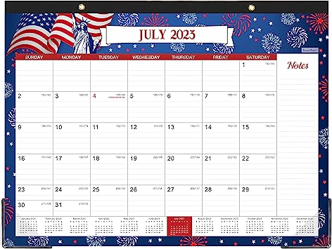 Photo 1 of 2023-2024 Desk Calendar - Large Desk Calendar 2023-2024, 22" x 17", Jul. 2023 - Dec. 2024, 18 Months Planning, Large Ruled Blocks, Tear Off Design, 2 Corner Protectors & 2 Hanging Hooks
