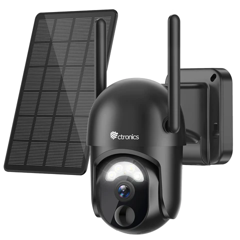 Photo 1 of Ctronics 2K 3MP Solar Security Camera Wireless Outdoor with 7800mAh Rechargeable Battery & AI/PIR Detection
