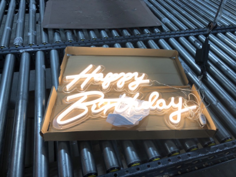 Photo 2 of Happy Birthday Neon Sign for Birthday Party, Large Size 23x8+16.5x8, Happy Birthday Neon Light Signs for Kids 1st Birthday Any Age, Hotel, Rrestaurant Birthday Party by DIVATLA Warm White-Happy Birthday 16.5x8+23x8 inches